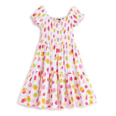 Girls Natural Printed Short Sleeve Dress